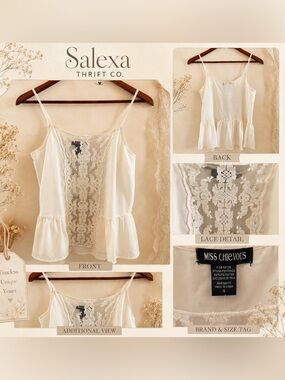 Miss Chievous Ivory Lace-Front Peplum Cami